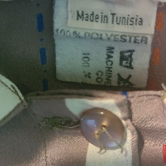 Ladies Serge Nancel Paris Blouse Tan With Stripe And Floral Design - Picture 4 of 9